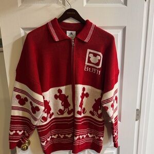 Vintage Red and White Cardigan Sweater
